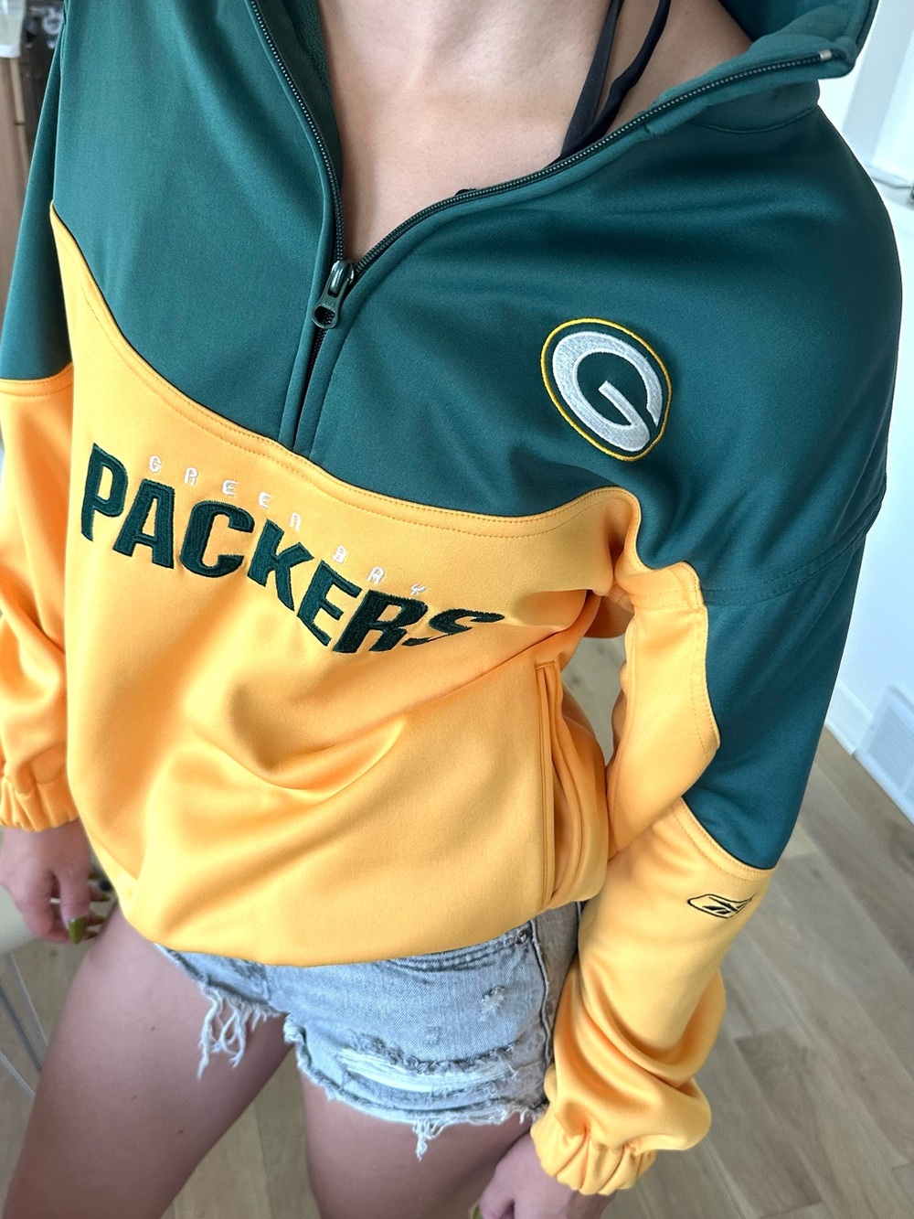 Vintage Green Bay Packers Half-Zip Pullover - Youth Boys XL or Women’s Small